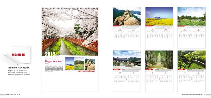 Mẫu lịch lò xo 2015 - HN 46 - Du lịch Hàn Quốc