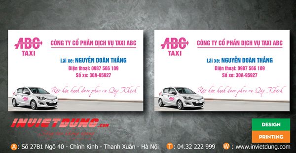  Mẫu card visit taxi ABC
