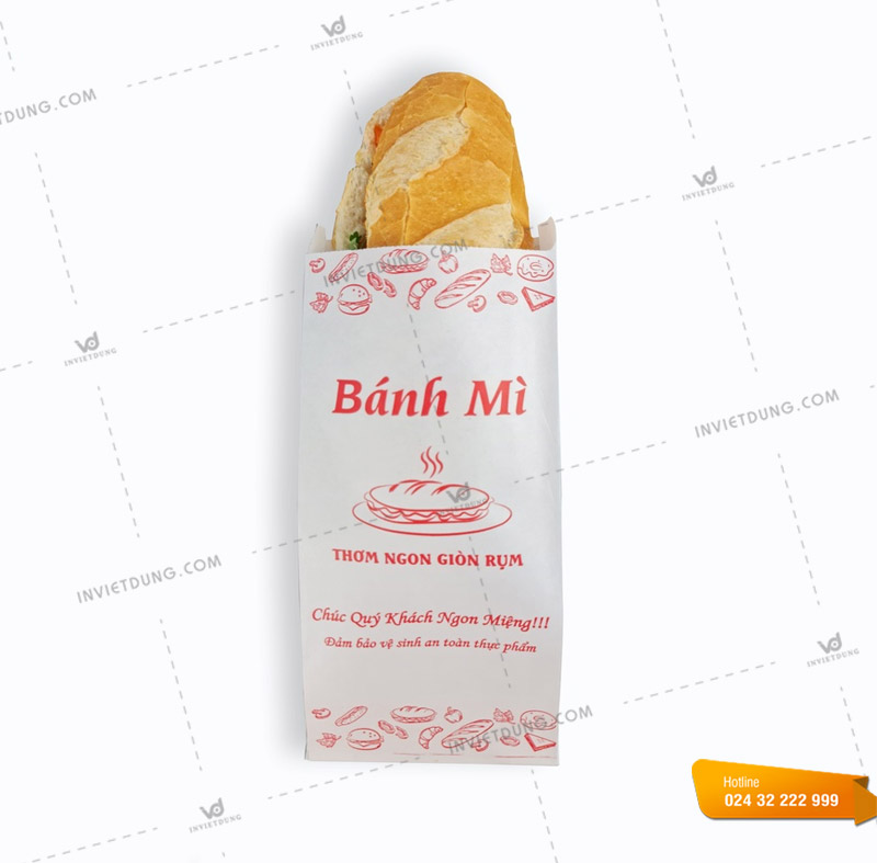 In túi giấy đựng bánh mì