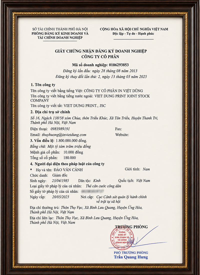 Công ty Cổ phần In Việt Dũng