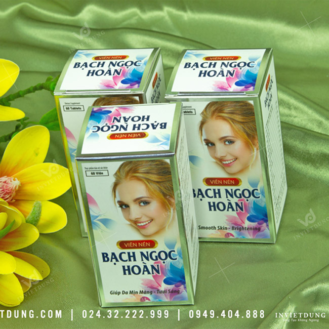 Mẫu hộp giấy đựng viên nén Bạch Ngọc Hoàn