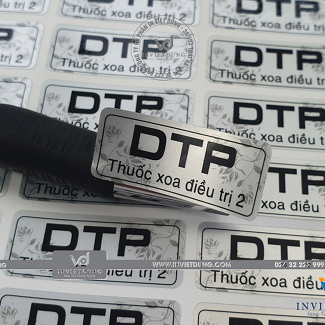 Mẫu decal bạc dán thuốc DTP