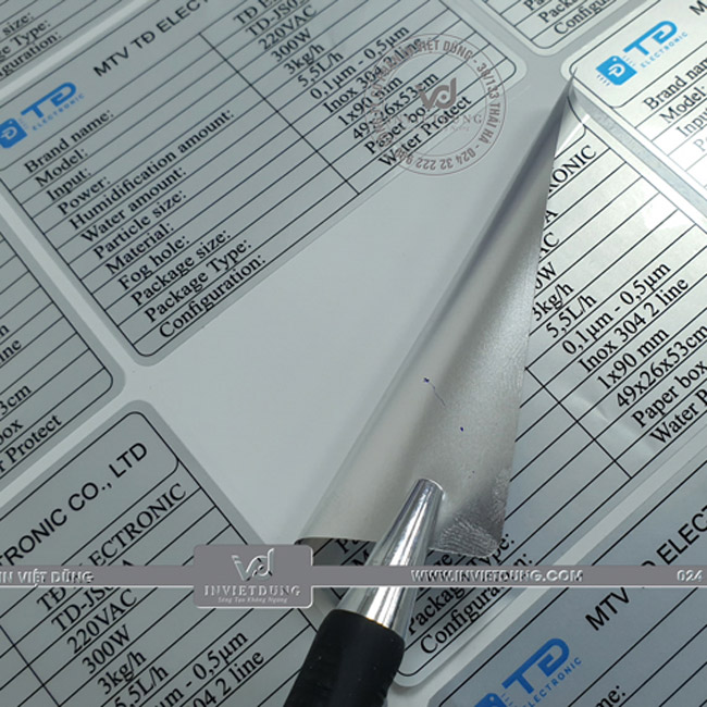 Mẫu decal bạc công ty MTV TD ELECTRONIC