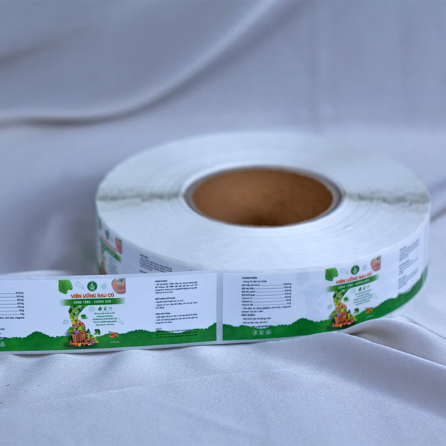 Mẫu decal dán lọ viên uống rau củ