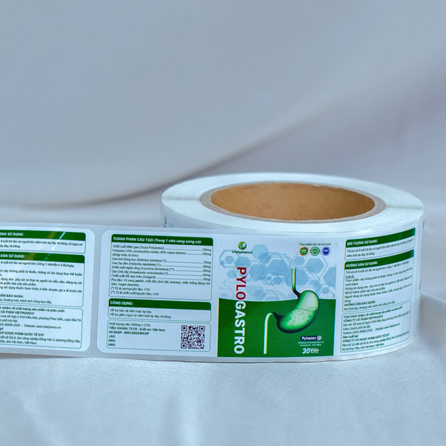 Mẫu decal cuộn dán thực phẩm chức năng Pylogastro