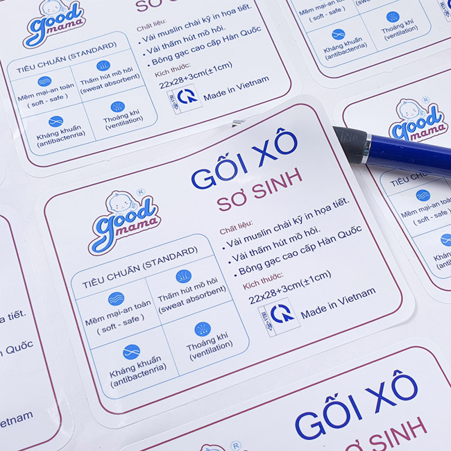 Mẫu decal giấy dán gối xô Good Mama