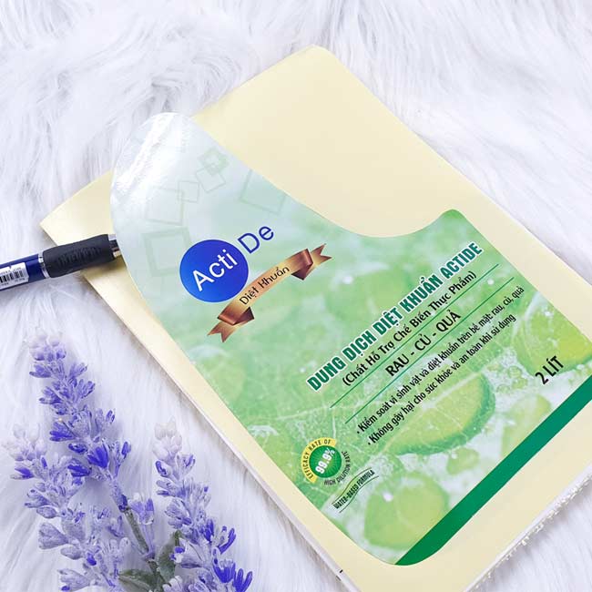 Mẫu decal giấy dán chai diệt khuẩn Actide