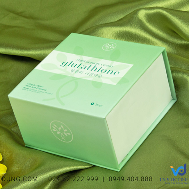 Mẫu hộp cứng đựng viên uống trắng da Glutathione