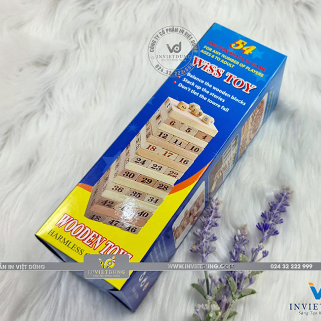 Mẫu hộp giấy đựng bộ thanh rút gỗ Wiss Toy