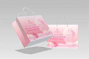 Mẫu túi giấy thương hiệu mẹ và bé Suri Store