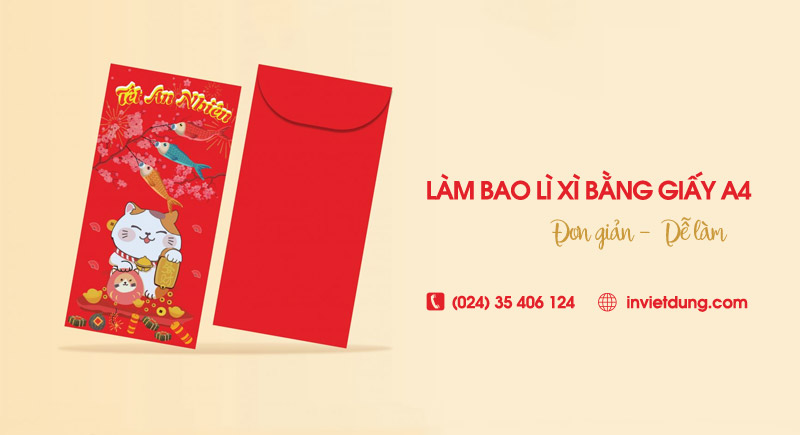 Cách làm bao lì xì bằng giấy A4