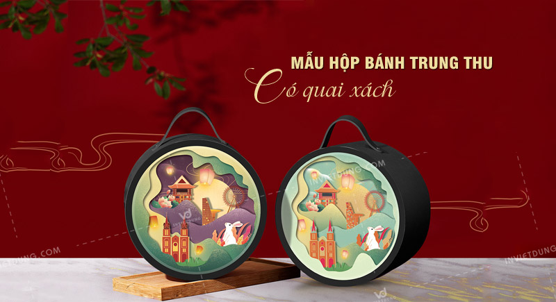 Mẫu hộp bánh trung thu có quai xách
