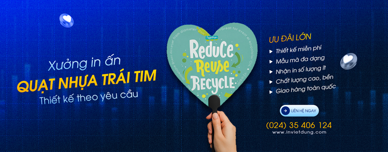 In quạt nhựa hình trái tim
