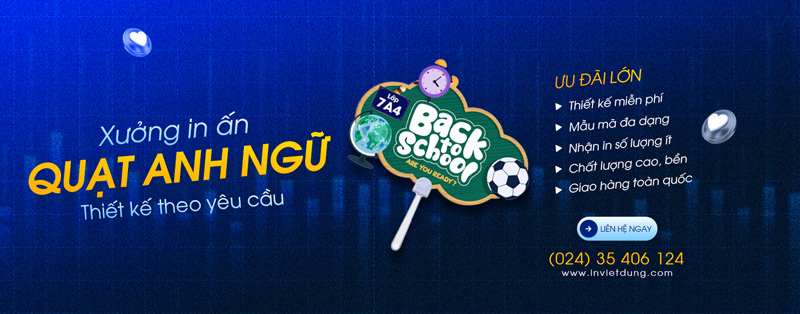 In quạt nhựa quảng cáo trung tâm anh ngữ