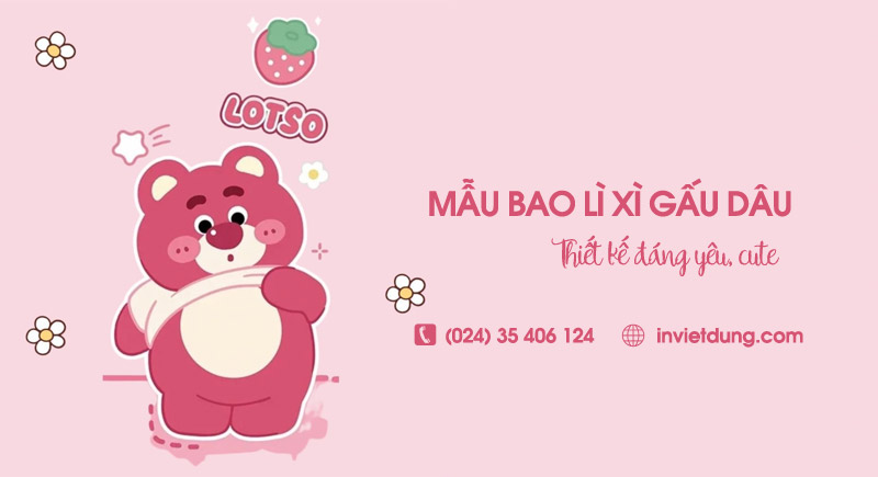 Mẫu bao lì xì gấu dâu