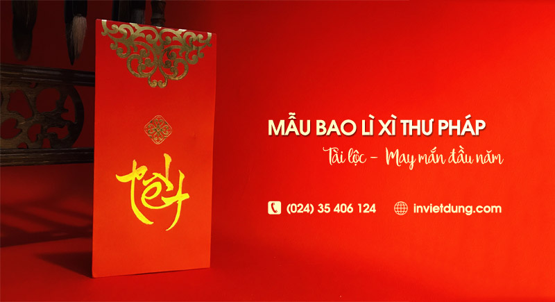 Mẫu bao lì xì thư pháp