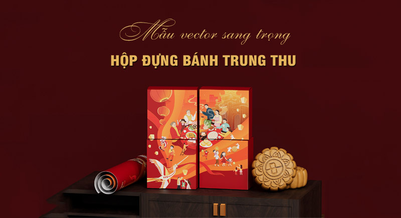 Mẫu hộp đựng bánh trung thu vector