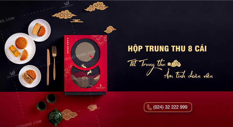 Mẫu hộp giấy đựng bánh trung thu 8 cái
