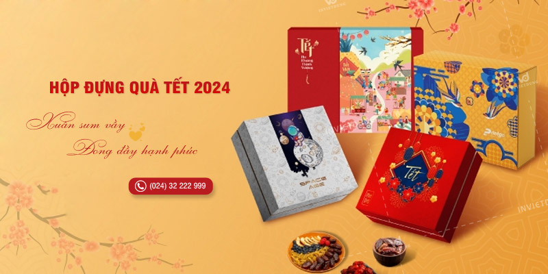Mẫu hộp giấy đựng quà Tết 2024