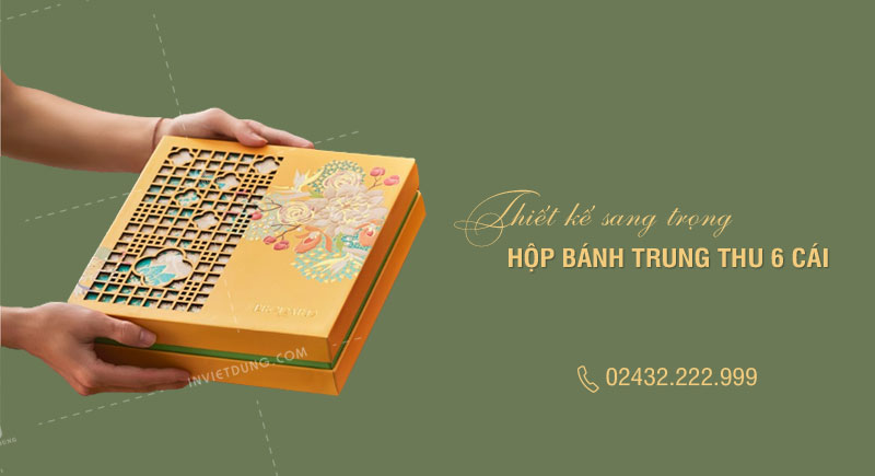 Mẫu hộp giấy đựng bánh trung thu 6 cái