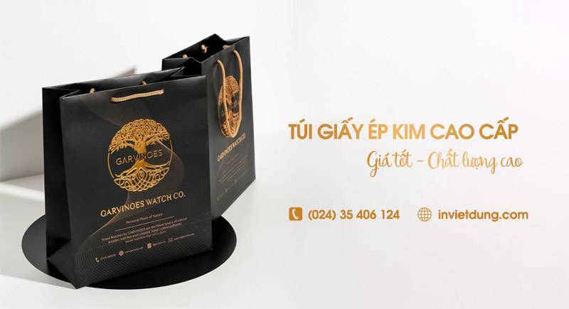 Xưởng in túi giấy ép kim cao cấp giá tốt, thiết kế miễn phí 