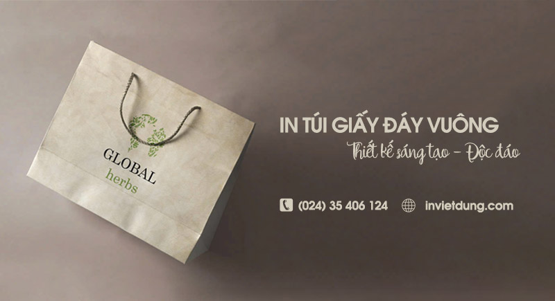 Xưởng in túi giấy đáy vuông theo yêu cầu, thiết kế miễn phí
