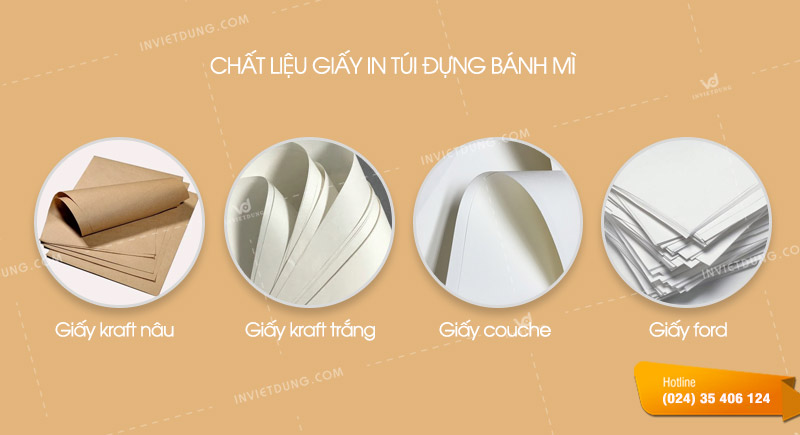 Phân loại theo chất liệu in túi giấy đựng bánh mì
