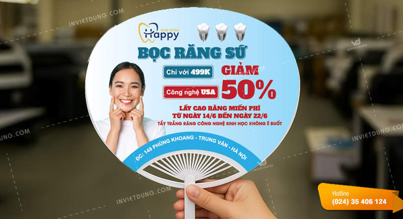 Mẫu quạt nhựa cầm tay quảng cáo