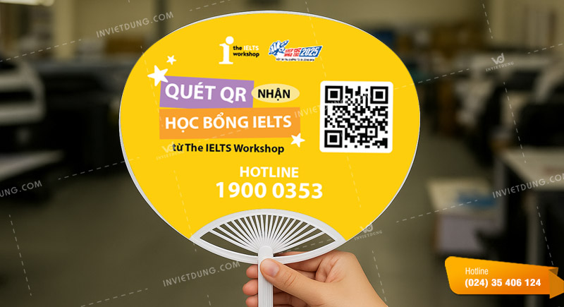 Mẫu quạt nhựa cầm tay quảng cáo