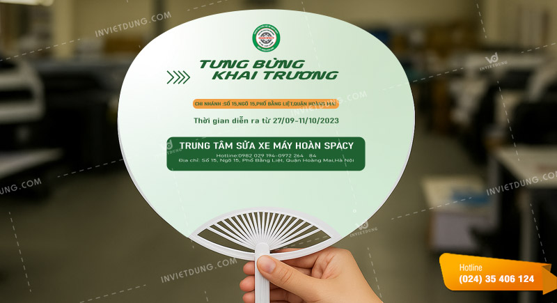 Mẫu quạt nhựa cầm tay quảng cáo