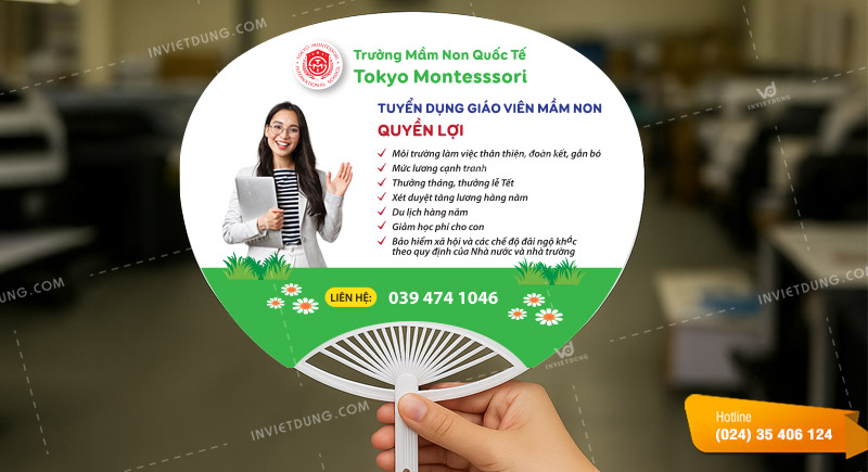 Mẫu quạt nhựa cầm tay quảng cáo
