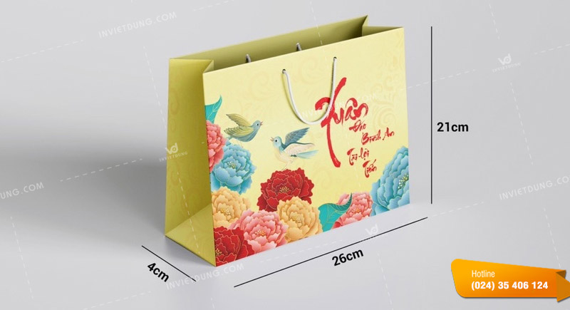 Kích thước in túi giấy đựng lịch thông dụng