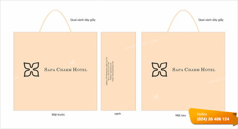 Kích thước dành cho các mẫu túi giấy khách sạn