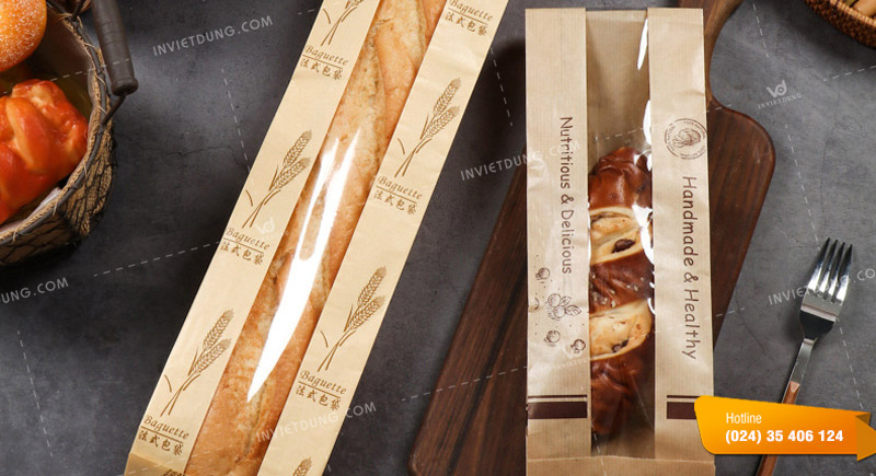 Túi giấy đựng bánh mì dài (bánh mì baguette)