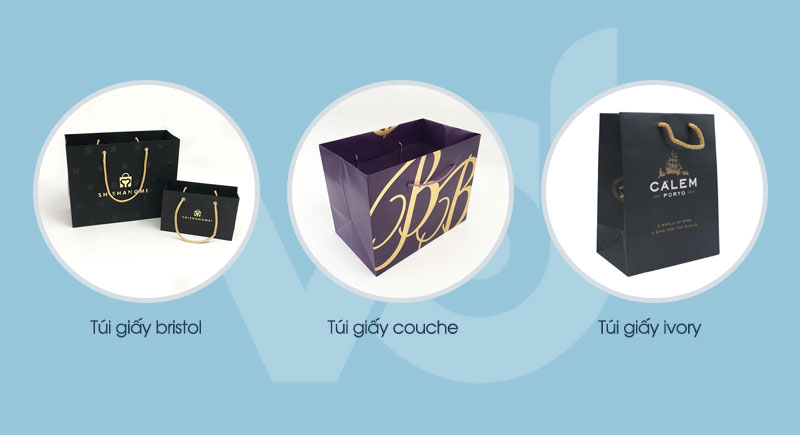 So sánh in túi giấy brisol với túi giấy couche và túi ivory