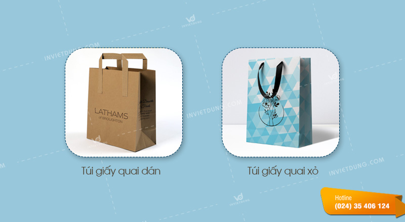 In túi giấy quai dán có gì khác biệt so với túi giấy quai xỏ