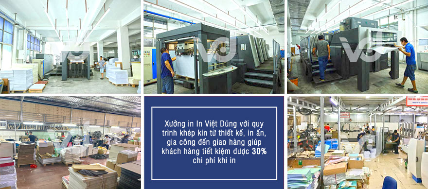 Quy trình in khép kín với hệ thống máy móc hiện đại tại xưởng In Việt Dũng