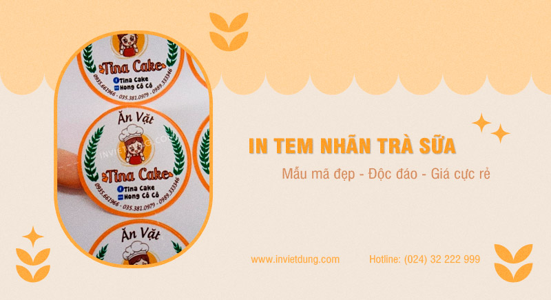 Dịch vụ in tem nhãn dán ly trà sữa giá rẻ tại Hà Nội