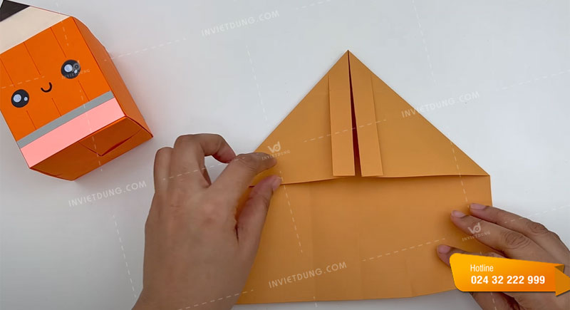 Cách làm hộp giấy đựng bút một ngăn đáng yêu bước 3