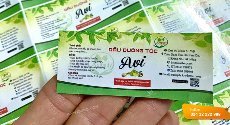 Mẫu tem nhãn dán tinh dầu dưỡng tóc do In Việt Dũng thiết kế in ấn