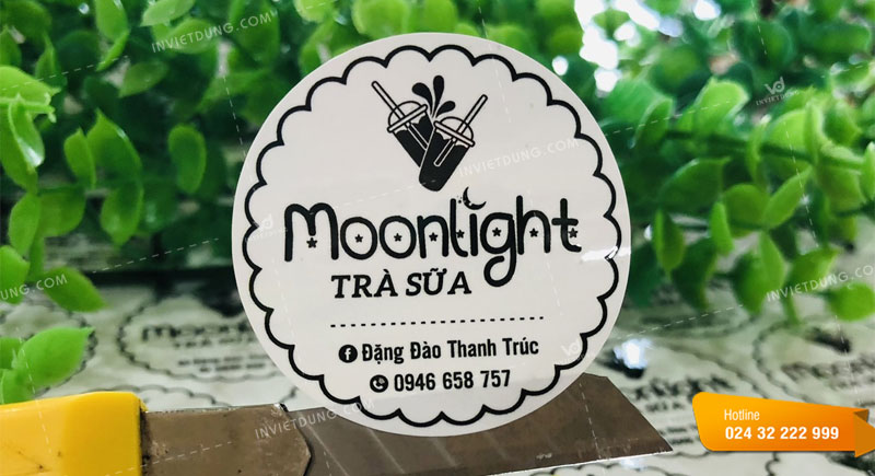 Mẫu tem nhãn decal dán trà sữa Moonlight