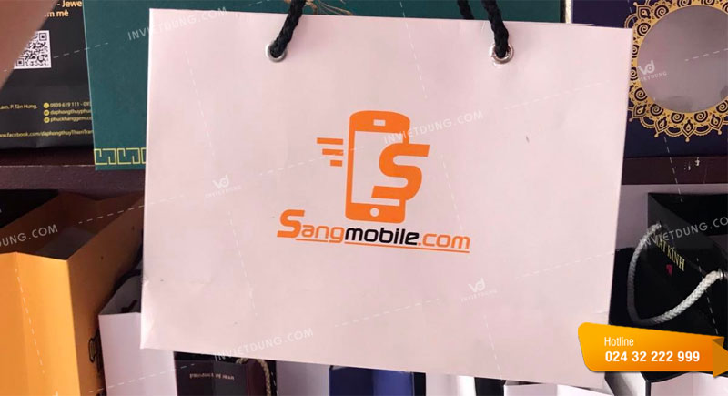 Túi giấy đựng điện thoại cửa hàng Sangmobile.com