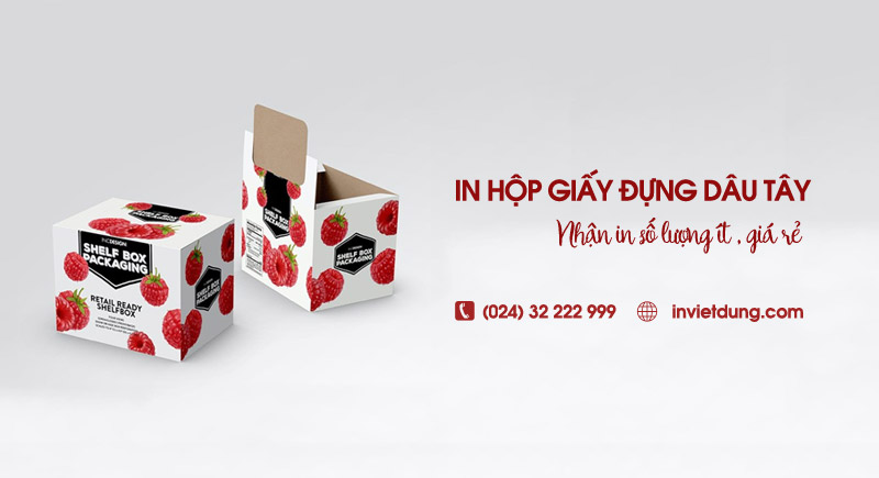 Xưởng in hộp giấy đựng dâu tây giá rẻ, nhận in số lượng ít