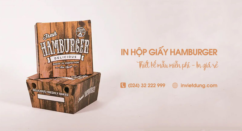 Xưởng in hộp giấy đựng hamburger đẹp, nhận in số lượng ít