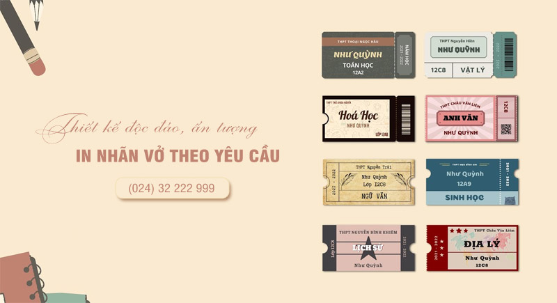 Dịch vụ in nhãn vở theo yêu cầu giá rẻ tại Hà Nội