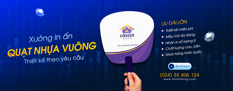 Xưởng in quạt nhựa hình vuông quảng cáo theo yêu cầu