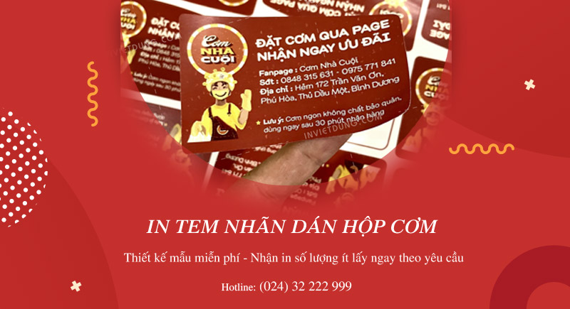 Thiết kế in tem nhãn dán hộp cơm theo yêu cầu với giá rẻ tại Hà Nội