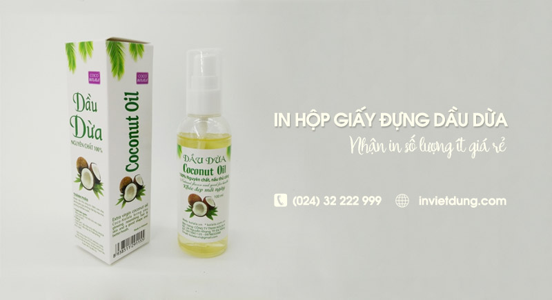 Xưởng in hộp giấy đựng dầu dừa giá rẻ, nhận in số lượng ít