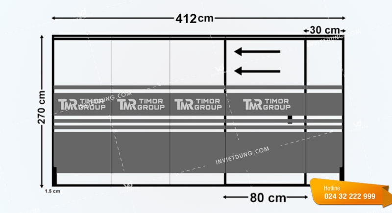 Kích thước của decal dán kính cửa thông dụng