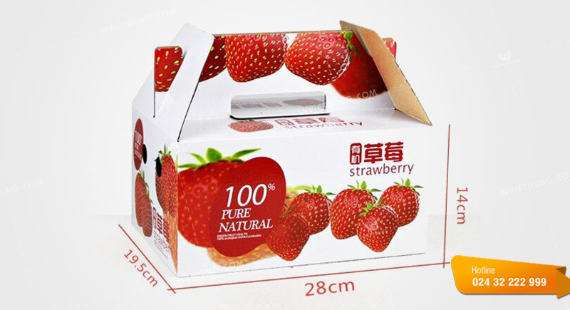Kích thước vỏ hộp giấy đựng dâu tây